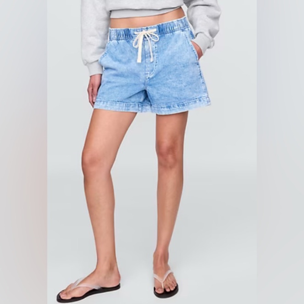 GAP Light Blue Denim Jean Shorts with Drawstring